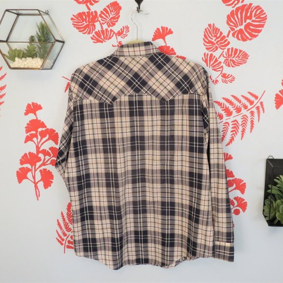 Levi's Blue Plaid Wester Shirt L - Picture 3 of 3